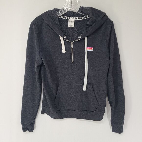 PINK Victoria's Secret Tops - PINK Women's Long Sleeve Hooded Sweatshirt Gray Size S